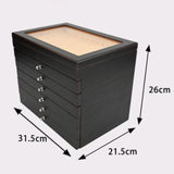 Maxbell Wood Pen Display Box Collection Gift Portable 78 Slots for Party Home Office black