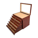 Maxbell Wood Pen Display Box Collection Gift Portable 78 Slots for Party Home Office red