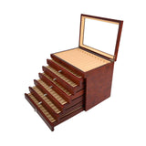 Maxbell Wood Pen Display Box Collection Gift Portable 78 Slots for Party Home Office red