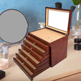 Maxbell Wood Pen Display Box Collection Gift Portable 78 Slots for Party Home Office red