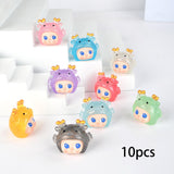 Maxbell 10 Pieces Luminous Mini Figurines Sculptures for Bedroom Living Room Desktop Dragon