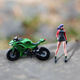 Maxbell 1:64 Girl and Motorcycle Miniature Painted Figure for Miniature Scene Layout