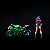 Maxbell 1:64 Girl and Motorcycle Miniature Painted Figure for Miniature Scene Layout