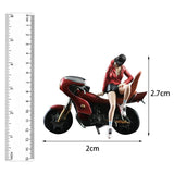 Maxbell 1/64 Girl Figure and Motorcycle Movie Props Desktop Ornament Diorama Scenery