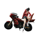 Maxbell 1/64 Girl Figure and Motorcycle Movie Props Desktop Ornament Diorama Scenery