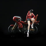 Maxbell 1/64 Girl Figure and Motorcycle Movie Props Desktop Ornament Diorama Scenery