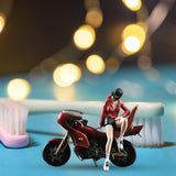 Maxbell 1/64 Girl Figure and Motorcycle Movie Props Desktop Ornament Diorama Scenery
