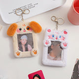 Maxbell Plush Photocard Holder Keychain for Baseball Cards Driver Licenses Bus Cards Dog