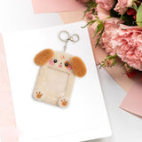 Maxbell Plush Photocard Holder Keychain for Baseball Cards Driver Licenses Bus Cards Dog