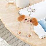 Maxbell Plush Photocard Holder Keychain for Baseball Cards Driver Licenses Bus Cards Dog