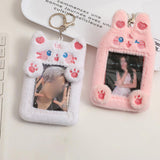 Maxbell Plush Photocard Holder Keychain for Baseball Cards Driver Licenses Bus Cards Cat
