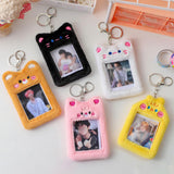 Maxbell Plush Photocard Holder Keychain for Football Cards Bus Cards Driver Licenses Yellow