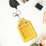 Maxbell Plush Photocard Holder Keychain for Football Cards Bus Cards Driver Licenses Yellow