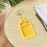 Maxbell Plush Photocard Holder Keychain for Football Cards Bus Cards Driver Licenses Yellow