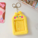 Maxbell Plush Photocard Holder Keychain for Football Cards Bus Cards Driver Licenses Yellow