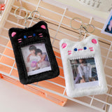 Maxbell Plush Photocard Holder Keychain for Football Cards Bus Cards Driver Licenses Black