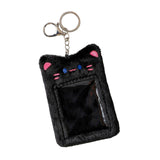 Maxbell Plush Photocard Holder Keychain for Football Cards Bus Cards Driver Licenses Black