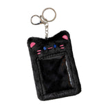 Maxbell Plush Photocard Holder Keychain for Football Cards Bus Cards Driver Licenses Black