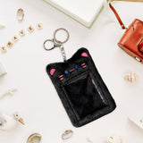 Maxbell Plush Photocard Holder Keychain for Football Cards Bus Cards Driver Licenses Black