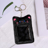 Maxbell Plush Photocard Holder Keychain for Football Cards Bus Cards Driver Licenses Black