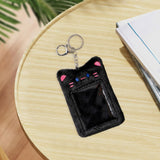 Maxbell Plush Photocard Holder Keychain for Football Cards Bus Cards Driver Licenses Black