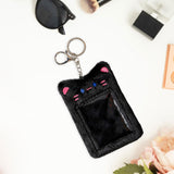 Maxbell Plush Photocard Holder Keychain for Football Cards Bus Cards Driver Licenses Black