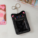 Maxbell Plush Photocard Holder Keychain for Football Cards Bus Cards Driver Licenses Black