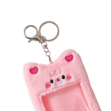 Maxbell Plush Photocard Holder Keychain for Football Cards Bus Cards Driver Licenses Pink