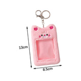 Maxbell Plush Photocard Holder Keychain for Football Cards Bus Cards Driver Licenses Pink