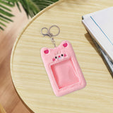 Maxbell Plush Photocard Holder Keychain for Football Cards Bus Cards Driver Licenses Pink