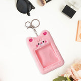 Maxbell Plush Photocard Holder Keychain for Football Cards Bus Cards Driver Licenses Pink