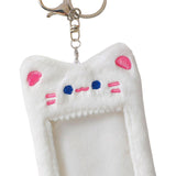 Maxbell Plush Photocard Holder Keychain for Football Cards Bus Cards Driver Licenses White