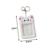 Maxbell Plush Photocard Holder Keychain for Football Cards Bus Cards Driver Licenses White