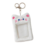 Maxbell Plush Photocard Holder Keychain for Football Cards Bus Cards Driver Licenses White