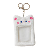 Maxbell Plush Photocard Holder Keychain for Football Cards Bus Cards Driver Licenses White