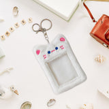 Maxbell Plush Photocard Holder Keychain for Football Cards Bus Cards Driver Licenses White