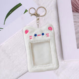 Maxbell Plush Photocard Holder Keychain for Football Cards Bus Cards Driver Licenses White