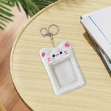 Maxbell Plush Photocard Holder Keychain for Football Cards Bus Cards Driver Licenses White