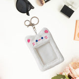 Maxbell Plush Photocard Holder Keychain for Football Cards Bus Cards Driver Licenses White