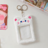 Maxbell Plush Photocard Holder Keychain for Football Cards Bus Cards Driver Licenses White