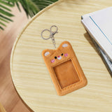 Maxbell Plush Photocard Holder Keychain for Football Cards Bus Cards Driver Licenses Orange