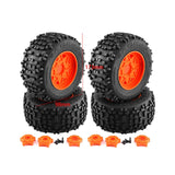 Maxbell 4 Pieces RC Wheels and Tires RC Part for 1/8 RC Rally Car Crawler Accessories Style A Orange