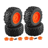 Maxbell 4 Pieces RC Wheels and Tires RC Part for 1/8 RC Rally Car Crawler Accessories Style A Orange