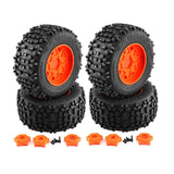 Maxbell 4 Pieces RC Wheels and Tires RC Part for 1/8 RC Rally Car Crawler Accessories Style A Orange