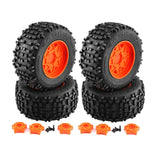 Maxbell 4 Pieces RC Wheels and Tires RC Part for 1/8 RC Rally Car Crawler Accessories Style A Orange