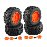 Maxbell 4 Pieces RC Wheels and Tires RC Part for 1/8 RC Rally Car Crawler Accessories Style A Orange