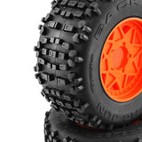 Maxbell 4 Pieces RC Wheels and Tires RC Part for 1/8 RC Rally Car Crawler Accessories Style A Orange