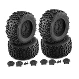 Maxbell 4 Pieces RC Wheels and Tires RC Part for 1/8 RC Rally Car Crawler Accessories Style A Black