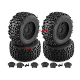 Maxbell 4 Pieces RC Wheels and Tires RC Part for 1/8 RC Rally Car Crawler Accessories Style A Black