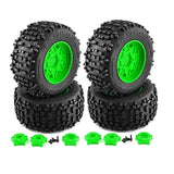 Maxbell 4 Pieces RC Wheels and Tires RC Part for 1/8 RC Rally Car Crawler Accessories Style A Green